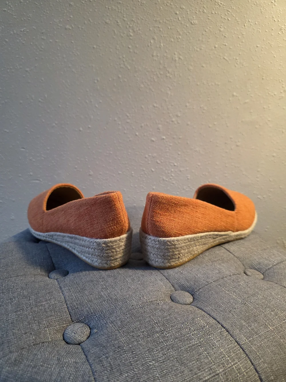 Coastal Lagenlook Women’s Orange Espadrille Wedge Slip-Ons Sz 41 8.5 To 9 US